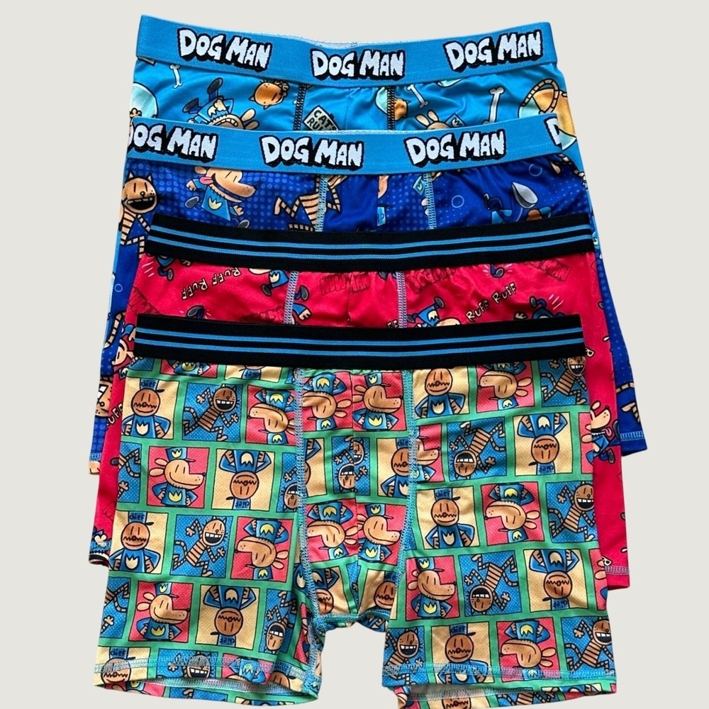 NEW Dog Man Boys Boxer Briefs 4 Pack Size XL 14/16 Dav Pilkey Graphic Underwear